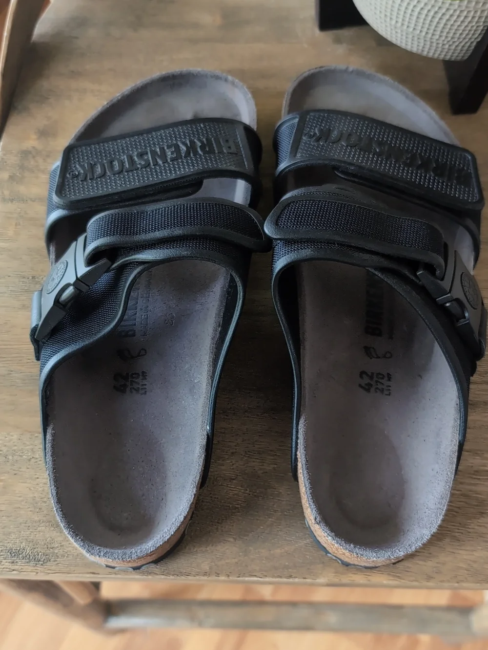 NWOB Birkenstock Rotterdam Slides Sandals 42 Black Buckle